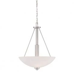 3-Light Satin Nickel Pendant with Etched White Glass by Millennium Lighting