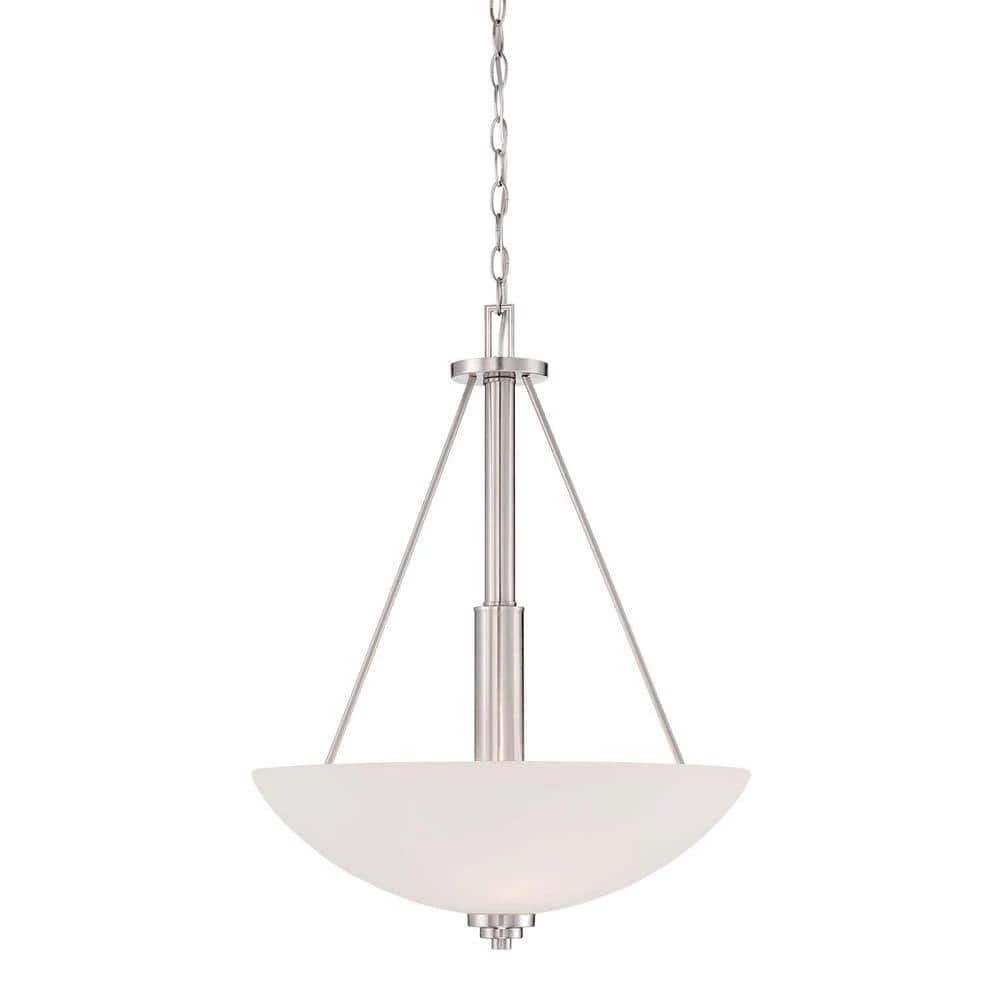 3-Light Satin Nickel Pendant with Etched White Glass by Millennium Lighting 1 3-Light Satin Nickel Pendant with Etched White Glass by Millennium Lighting