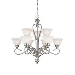 9-Lights 29 in. Satin Nickel Chandelier by Millennium Lighting