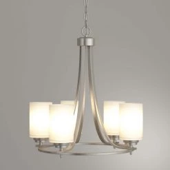 5-Lights Satin Nickel Chandelier with Etched White Glass by Millennium Lighting 6 5-Lights Satin Nickel Chandelier with Etched White Glass by Millennium Lighting -Millennium Lighting Shop satin nickel millennium lighting chandeliers 7255 sn 40 1000