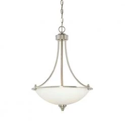 3-Light Satin Nickel Pendant with Etched White Glass by Millennium Lighting
