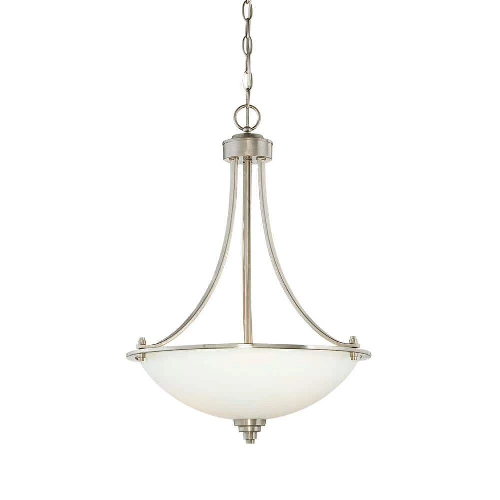 3-Light Satin Nickel Pendant with Etched White Glass by Millennium Lighting 1 3-Light Satin Nickel Pendant with Etched White Glass by Millennium Lighting