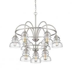 9-Lights 30 in. Satin Nickel Chandelier by Millennium Lighting