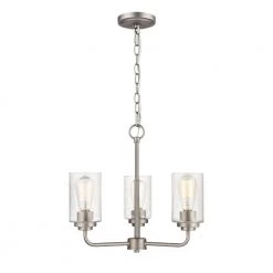 Moven 3-Light 18 in. Satin Nickel Chandelier with Clear Seeded Glass by Millennium Lighting
