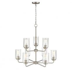Moven 9-Light 28 in. Satin Nickel Hardwired Chandelier (1-Pack) by Millennium Lighting