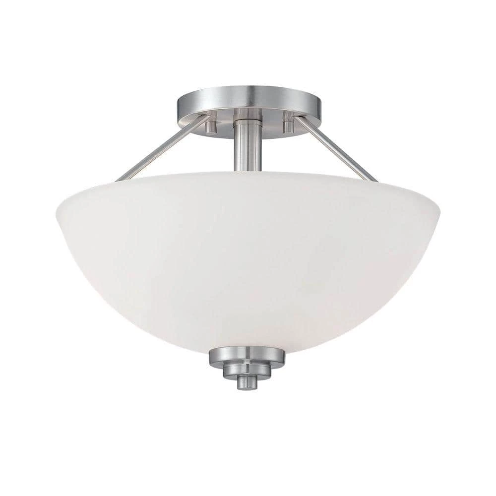 2-Light Satin Nickel Semi Flush Mount with Etched White Glass by Millennium Lighting 1 2-Light Satin Nickel Semi Flush Mount with Etched White Glass by Millennium Lighting