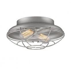 Neo-Industrial 2-Light 12 in. Wide Satin Nickel Flush Mount Ceiling Fixture by Millennium Lighting