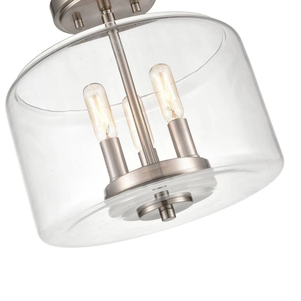 11 in. 3-Light Satin NIckel Semi-Flush Ceiling Flush Mount by Millennium Lighting 2 11 in. 3-Light Satin NIckel Semi-Flush Ceiling Flush Mount by Millennium Lighting - Image 2