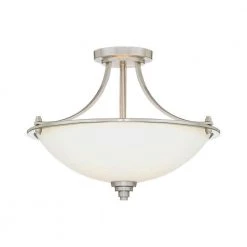 3-Light Satin Nickel Semi Flush Mount with Etched White Glass by Millennium Lighting