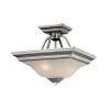2-Light Satin Nickel Semi Flush Mount with Faux Alabaster Glass by Millennium Lighting