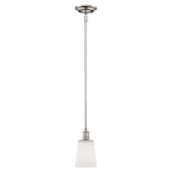 Satin Nickel Mini Pendant with Etched White Glass by Millennium Lighting