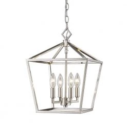 4-Light 12 in. Wide Silver Nickel Taper Candle Pendant by Millennium Lighting