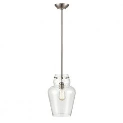 1-Light 12 in. Satin Nickel Mini Pendant by Millennium Lighting