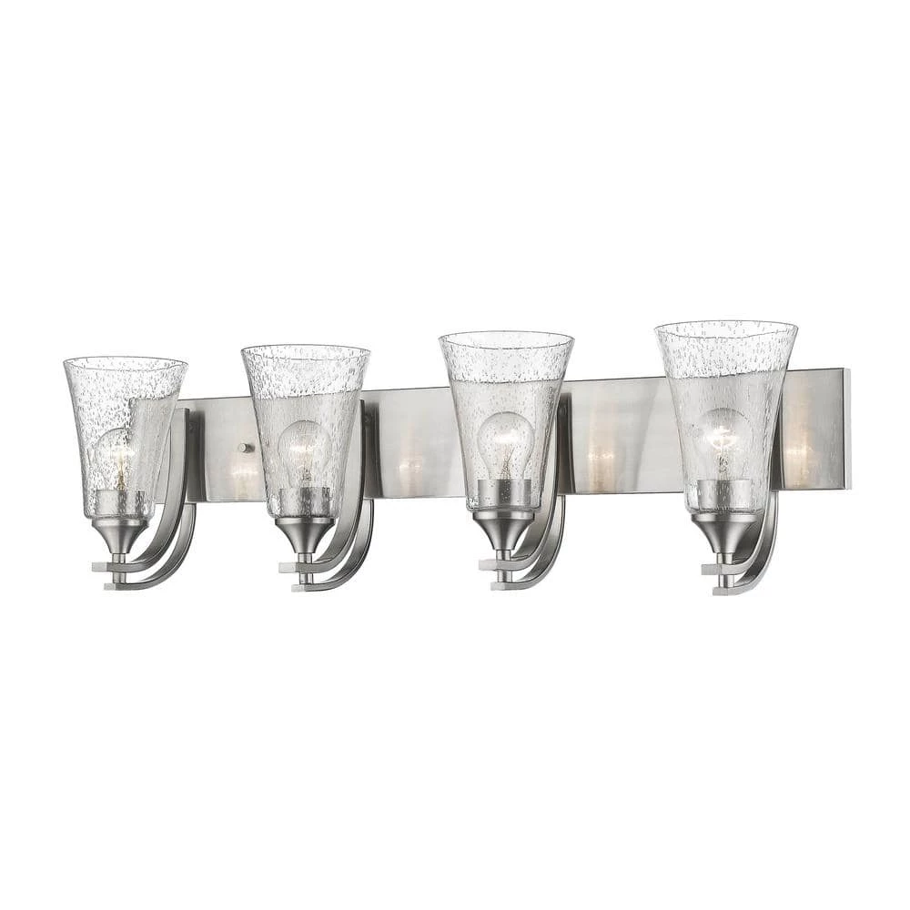 Natalie 4-Light 32 in. Wide Satin Nickel Bathroom Vanity Light by Millennium Lighting 1 Natalie 4-Light 32 in. Wide Satin Nickel Bathroom Vanity Light by Millennium Lighting