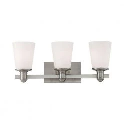 3-Light Satin Nickel Vanity Light and Etched White Glass by Millennium Lighting