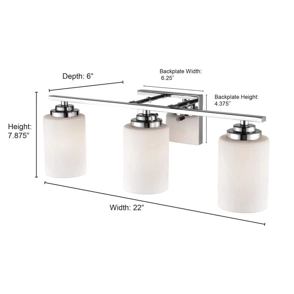 3-Light Satin Nickel Vanity Light with Etched White Glass by Millennium Lighting 3 3-Light Satin Nickel Vanity Light with Etched White Glass by Millennium Lighting - Image 3