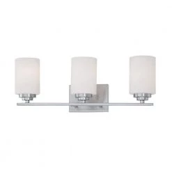 3-Light Satin Nickel Vanity Light with Etched White Glass by Millennium Lighting