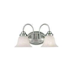 2-Light Satin Nickel Vanity Light with Faux Alabaster Glass by Millennium Lighting