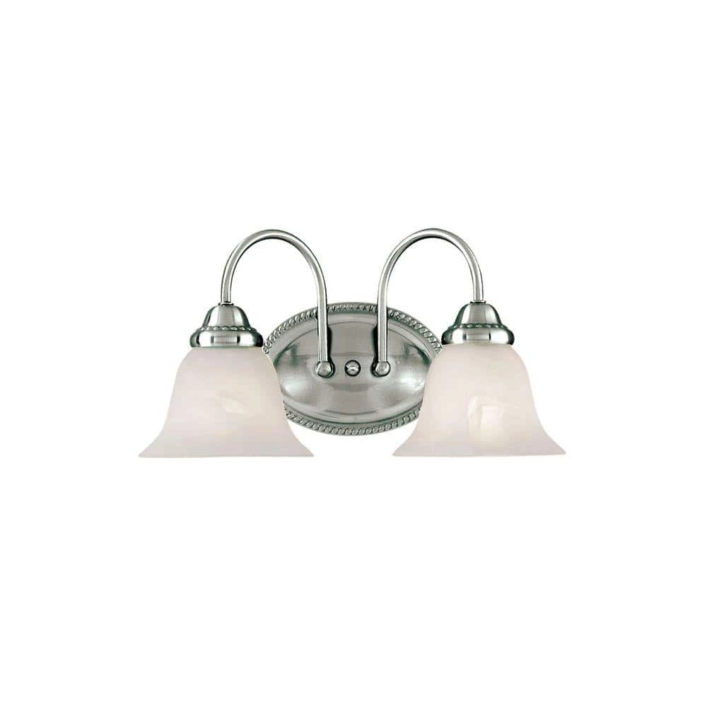 2-Light Satin Nickel Vanity Light with Faux Alabaster Glass by Millennium Lighting 1 2-Light Satin Nickel Vanity Light with Faux Alabaster Glass by Millennium Lighting