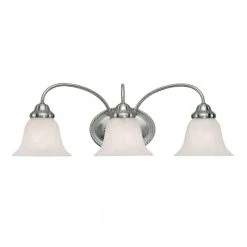3-Light Satin Nickel Vanity Light with Faux Alabaster Glass by Millennium Lighting