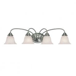 4-Light Satin Nickel Vanity Light with Faux Alabaster Glass by Millennium Lighting