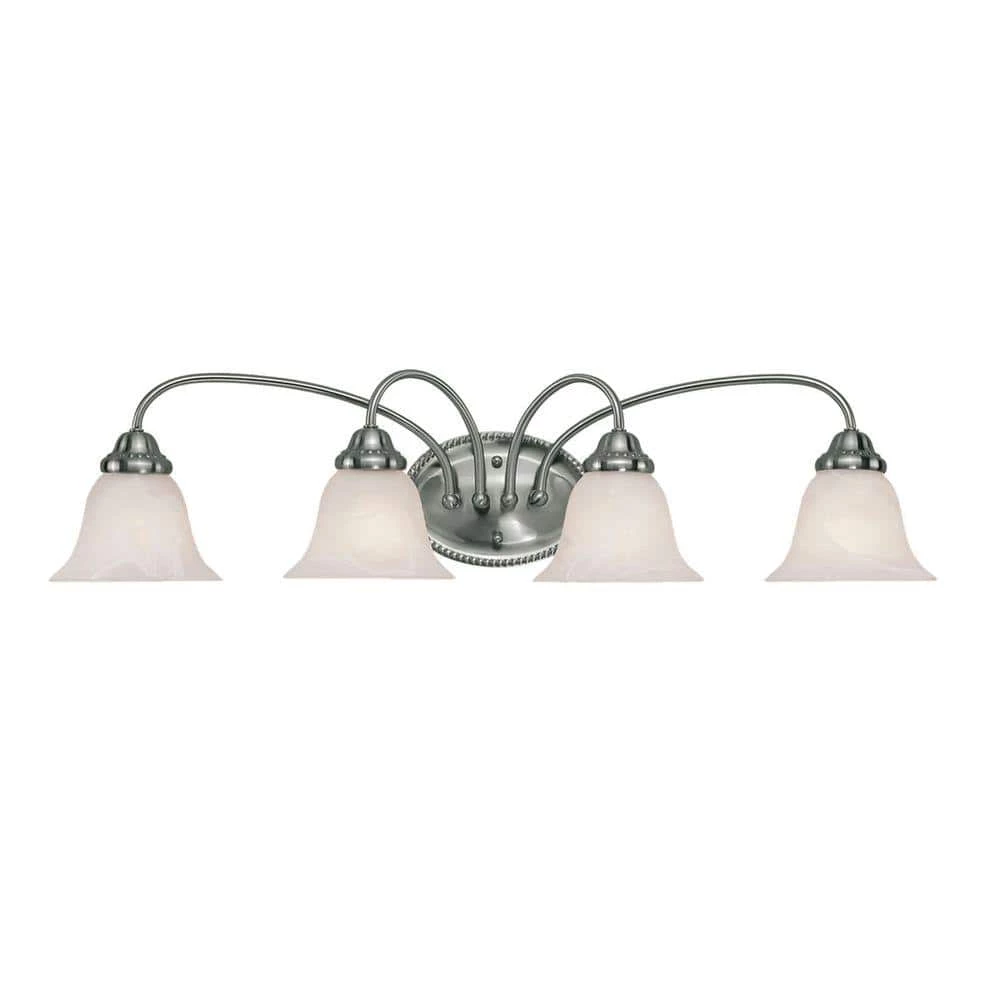 4-Light Satin Nickel Vanity Light with Faux Alabaster Glass by Millennium Lighting 1 4-Light Satin Nickel Vanity Light with Faux Alabaster Glass by Millennium Lighting