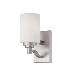 Satin Nickel Sconce with Etched White Glass by Millennium Lighting