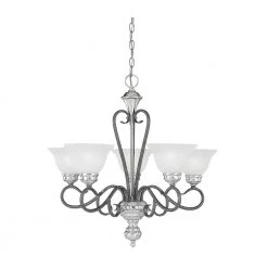 5-Lights 25.5 in. Satin Nickel/Silvermist Chandelier by Millennium Lighting