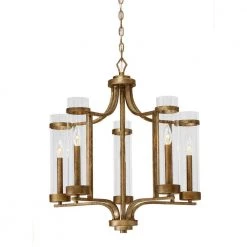 Milan Collection 5-Light Vintage Gold Chandelier with Clear Glass by Millennium Lighting