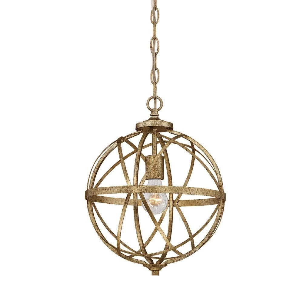 Lakewood Collection 1-Light Vintage Gold Sphere Pendant by Millennium Lighting 1 Lakewood Collection 1-Light Vintage Gold Sphere Pendant by Millennium Lighting