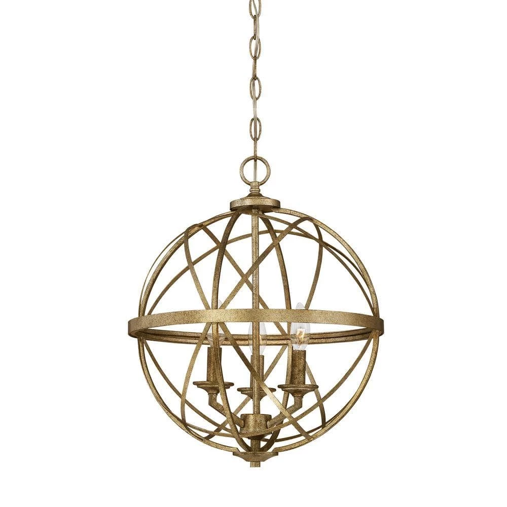 Lakewood Collection 3-Light Vintage Gold Sphere Pendant by Millennium Lighting 1 Lakewood Collection 3-Light Vintage Gold Sphere Pendant by Millennium Lighting