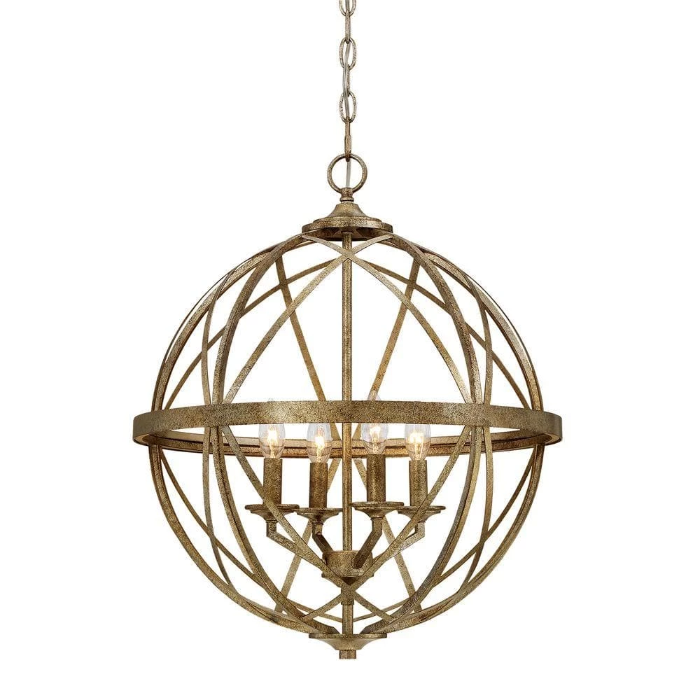Lakewood Collection 4-Light Vintage Gold Sphere Pendant by Millennium Lighting 1 Lakewood Collection 4-Light Vintage Gold Sphere Pendant by Millennium Lighting