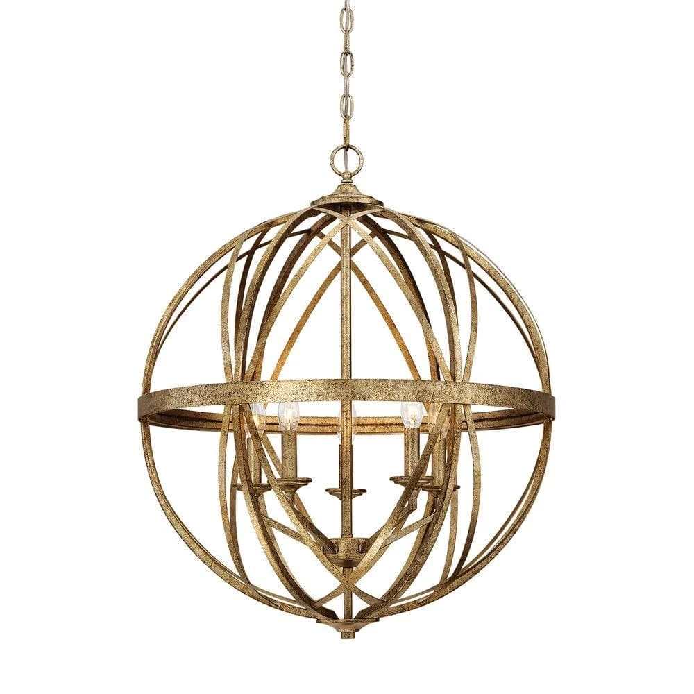 Lakewood Collection 5-Light Vintage Gold Sphere Pendant by Millennium Lighting 1 Lakewood Collection 5-Light Vintage Gold Sphere Pendant by Millennium Lighting