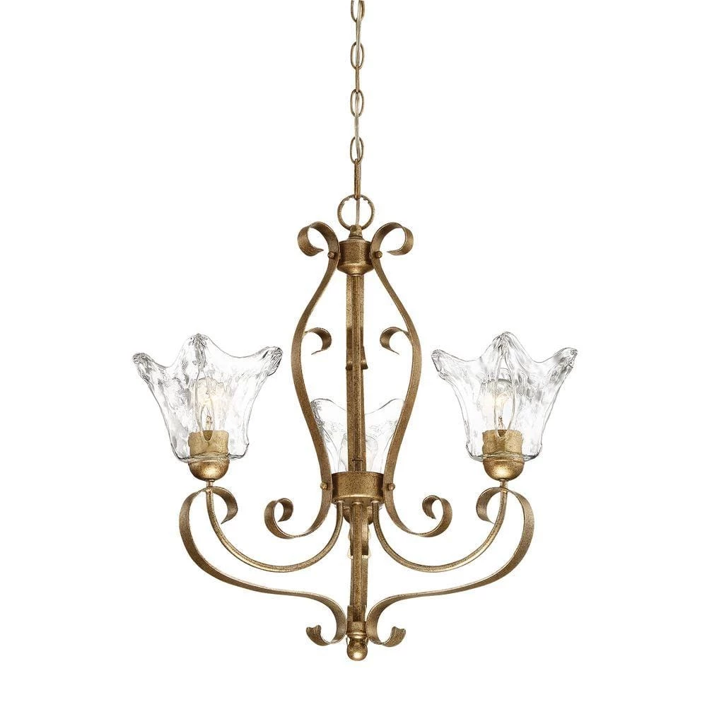 Chatsworth Collection 3-Light Vintage Gold Chandelier with Clear Glass by Millennium Lighting 1 Chatsworth Collection 3-Light Vintage Gold Chandelier with Clear Glass by Millennium Lighting