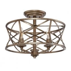 3-Light Vintage Gold Semi-Flush Mount Light by Millennium Lighting