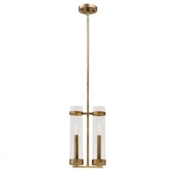 Milan Collection 2-Light Vintage Gold Pendant with Clear Glass by Millennium Lighting