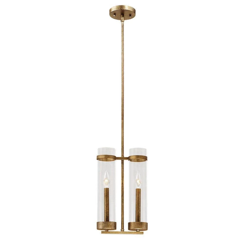 Milan Collection 2-Light Vintage Gold Pendant with Clear Glass by Millennium Lighting 1 Milan Collection 2-Light Vintage Gold Pendant with Clear Glass by Millennium Lighting