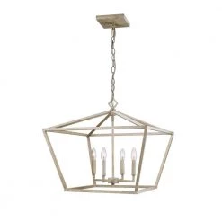 23 in. 4-Light Vintage White Taper Candle Outdoor Pendant by Millennium Lighting